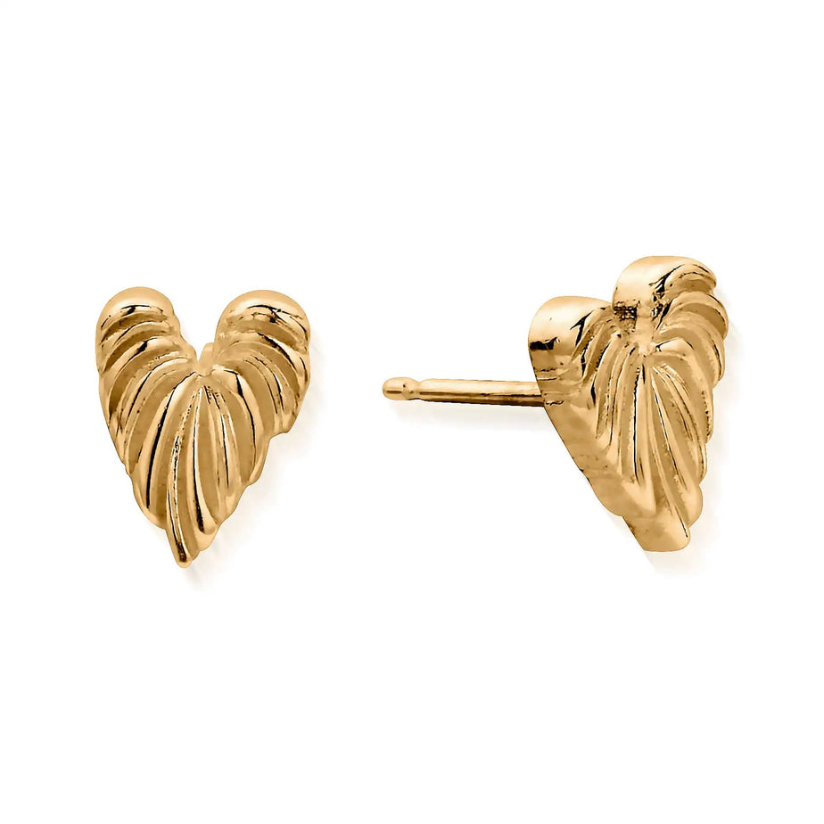 ChloBo Gold Leaf Heart Stud Earrings