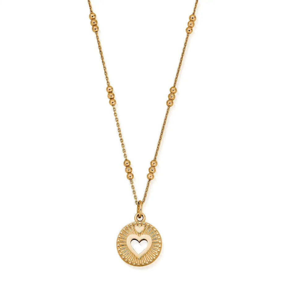 ChloBo Gold Triple Bobble Chain Guiding Heart Necklace