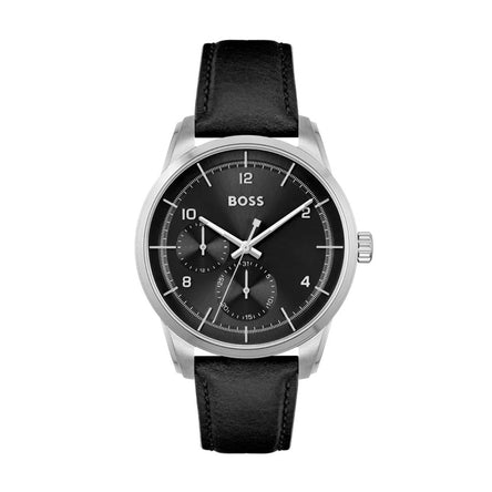 Boss Men's Sophio Chronograph Black Dial with Leather Strap Watch