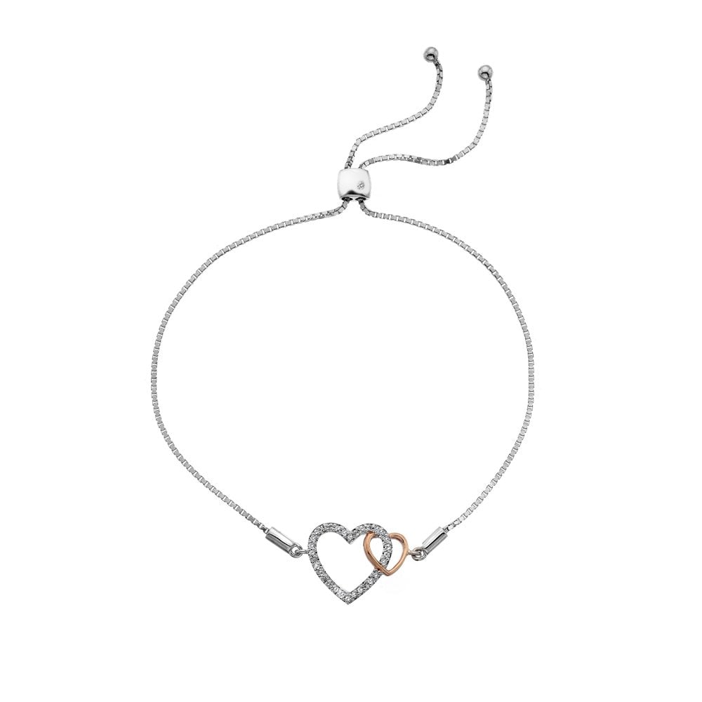 Hot Diamonds Togetherness Silver and Rose Gold Open Heart Bracelet