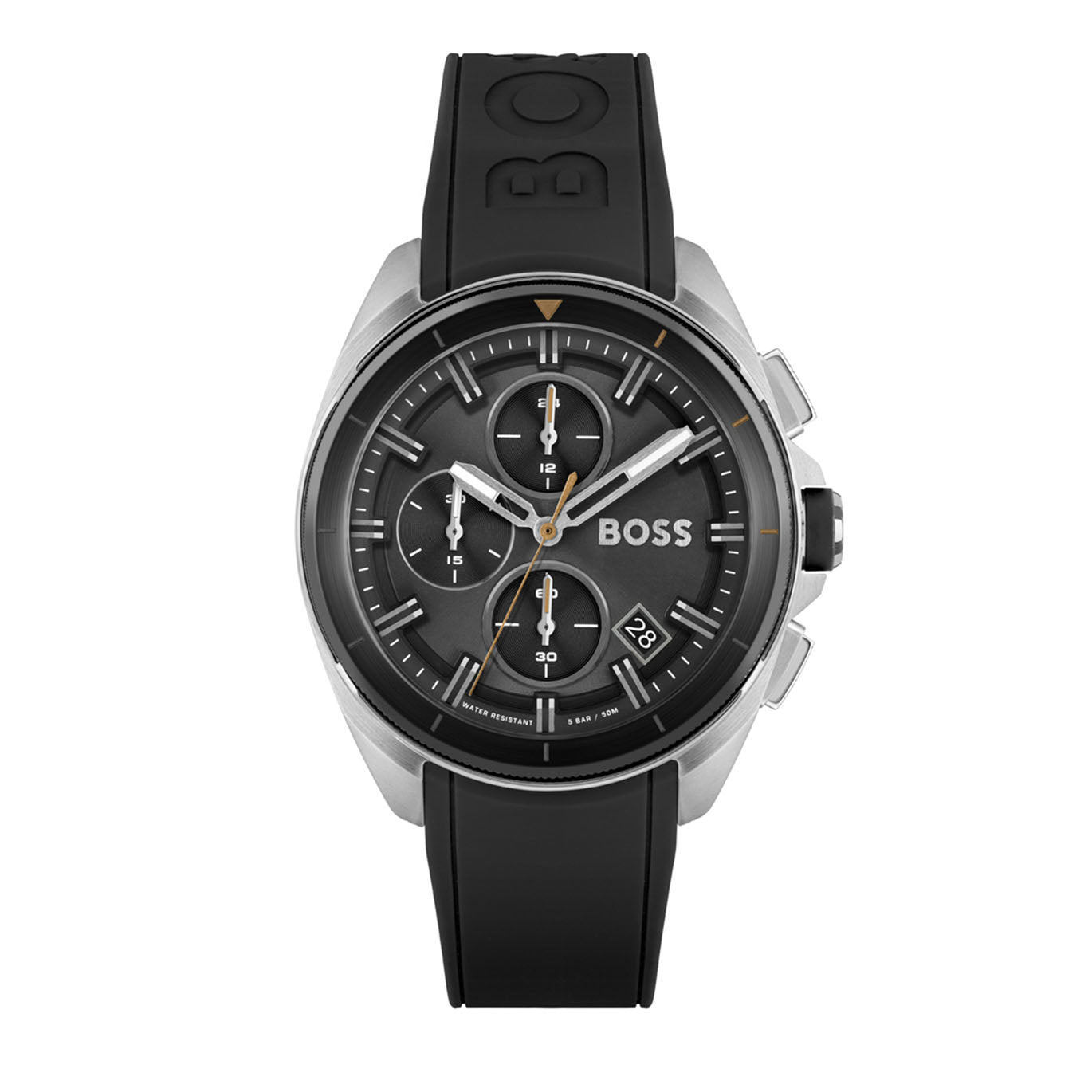 Boss Men Volane Black Silicone Strap Chronograph Watch