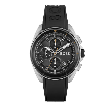 Boss Men Volane Black Silicone Strap Chronograph Watch