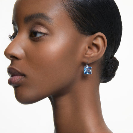 Swarovski Millenia Square Cut Blue Earrings Rhodium Plated