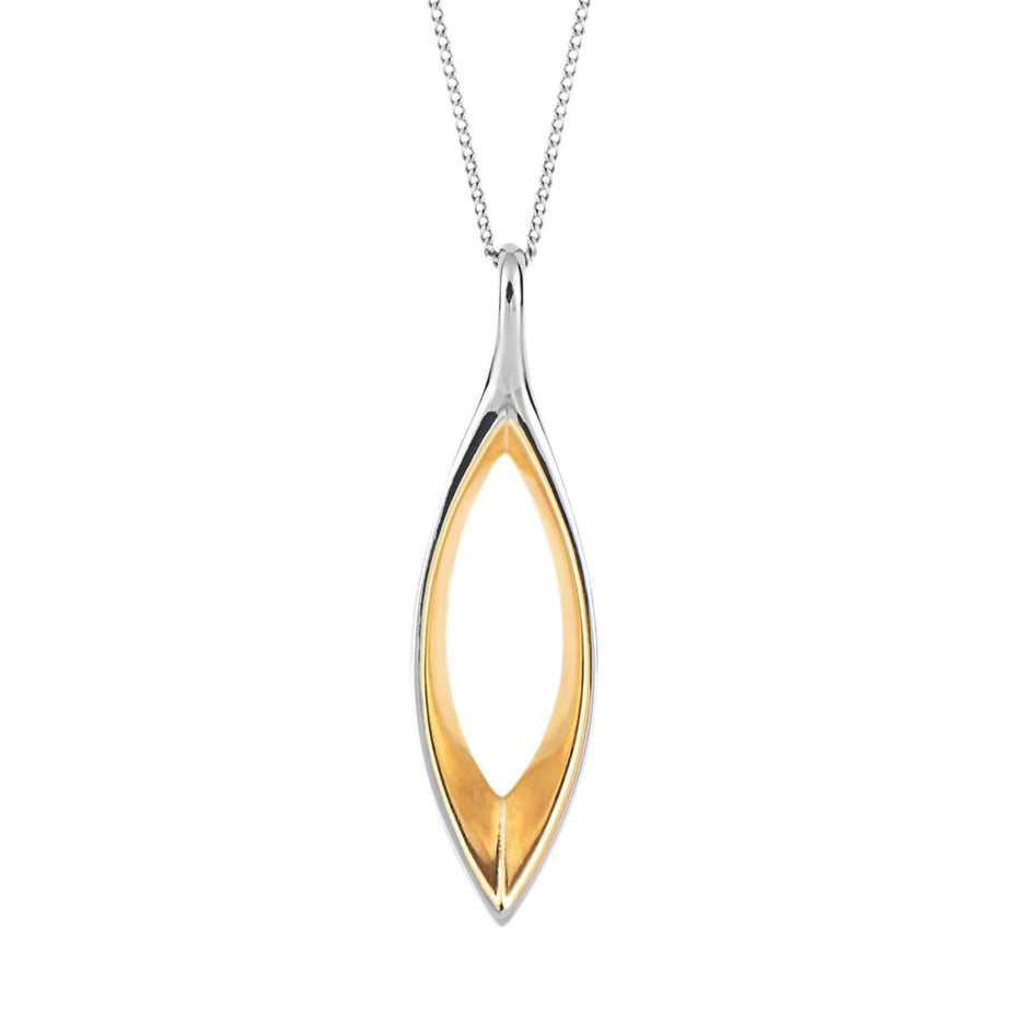 Fluid Navette Pendant with Yellow Gold Plating