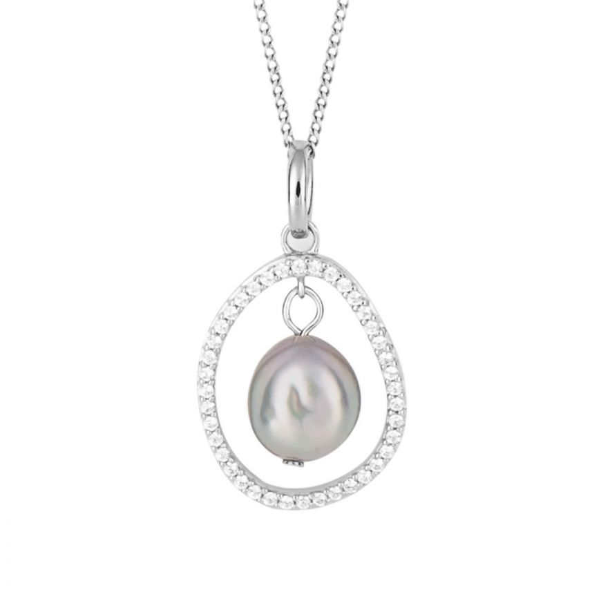 Floating Freshwater Pearl Pendant with Platinum Plating