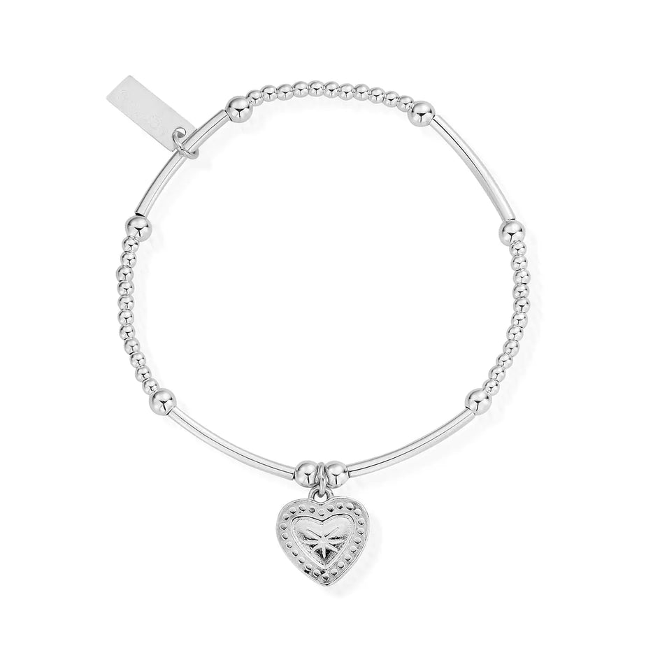ChloBo Silver Cute Mini Star Heart Bracelet