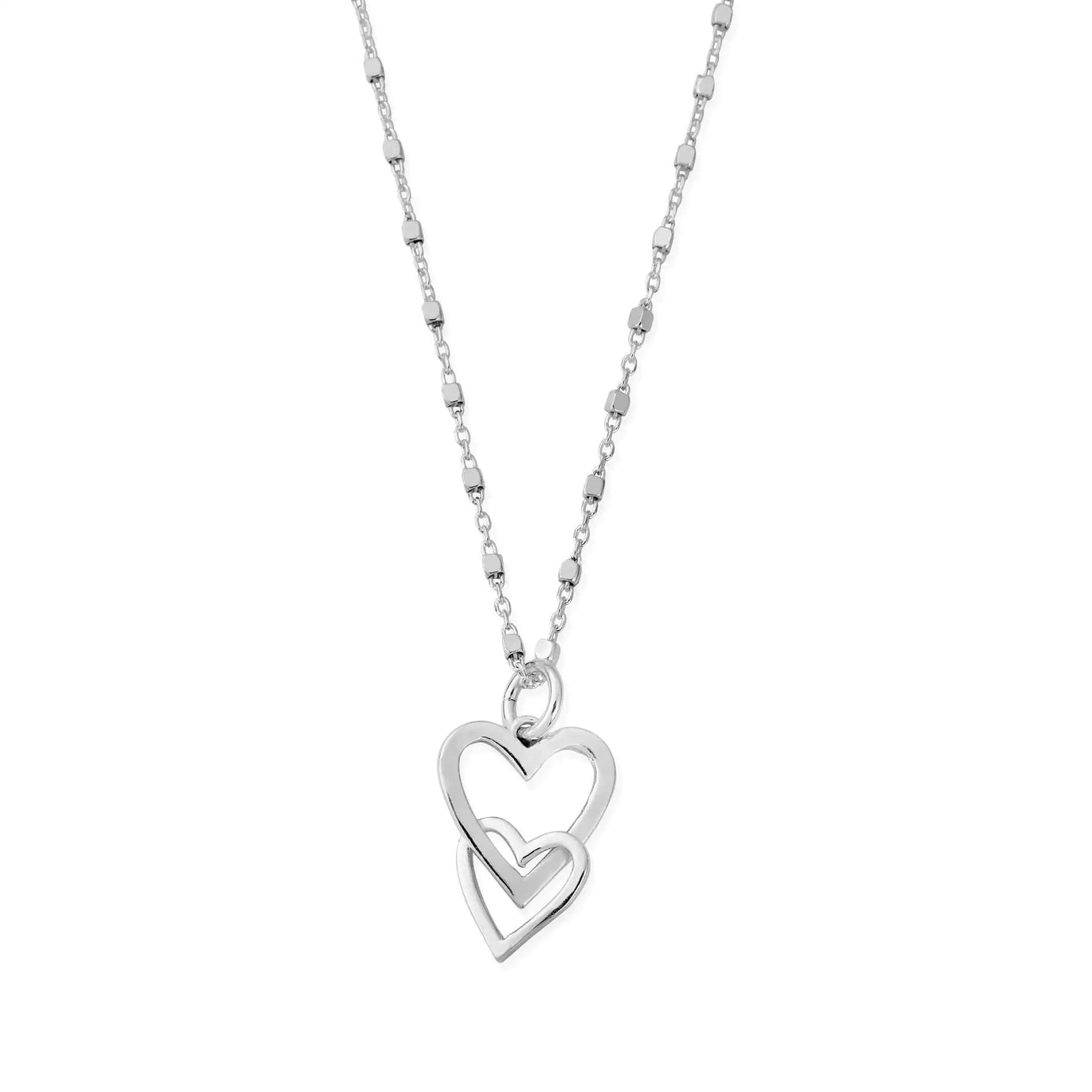 ChloBo Deloicate Cube Chain Interlocking Love Heart Necklace