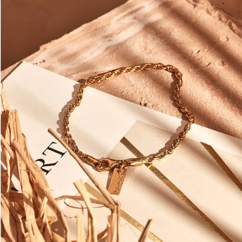ChloBo Gold Sparkle Rope Chain Bracelet