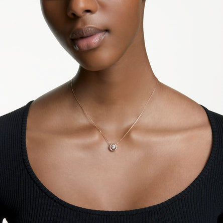 Swarovski White Sparkling Dance Round Necklace, Rose Gold tone plated