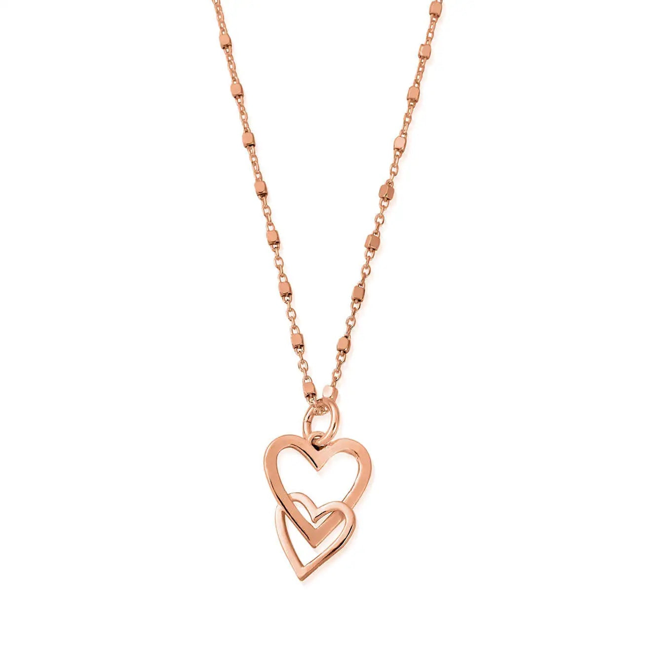ChloBo Rose Gold Interlocking Love Heart Necklace